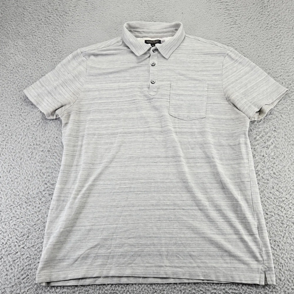 Banana Republic Shirt Mens XL Gray Dress Polo Short Sleeve Classiccore